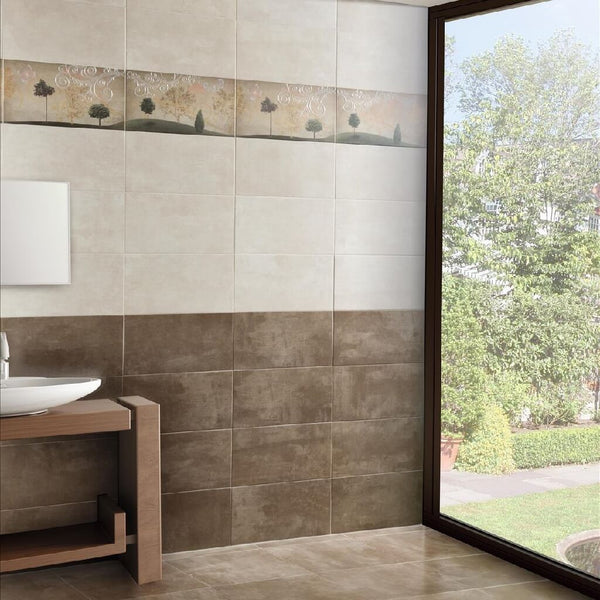 Smart Beige and Taupe Wall Tiles in Beautiful Bathroom