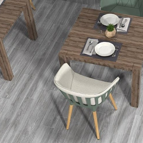 Tree Grey Porcelain Tile on Restaurant Floor