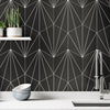 Venus Black Octagonal Lily Pad Porcelain Tiles on Kitchen Wall
