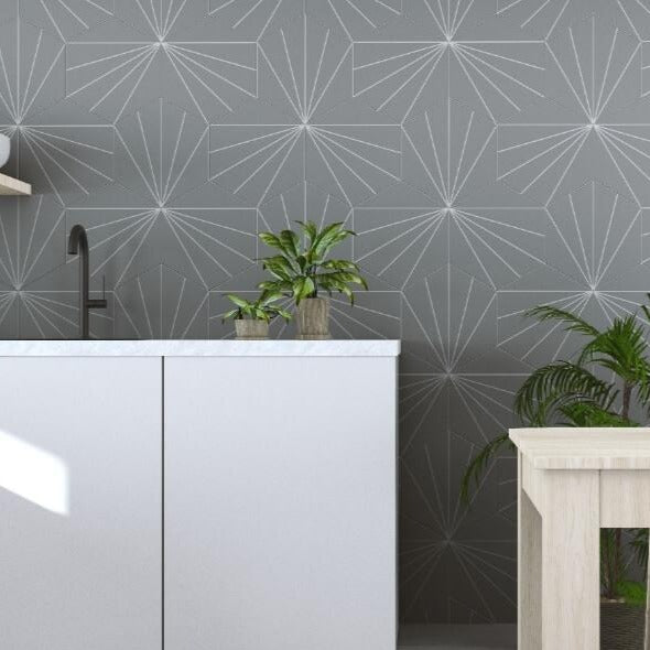 Venus Smoke Tile on Kitchen Wall